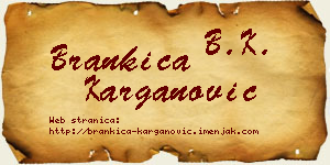 Brankica Karganović vizit kartica